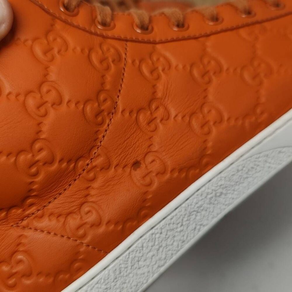 Gucci Orange Embossed High-Top Sneakers - Picture 4 of 12